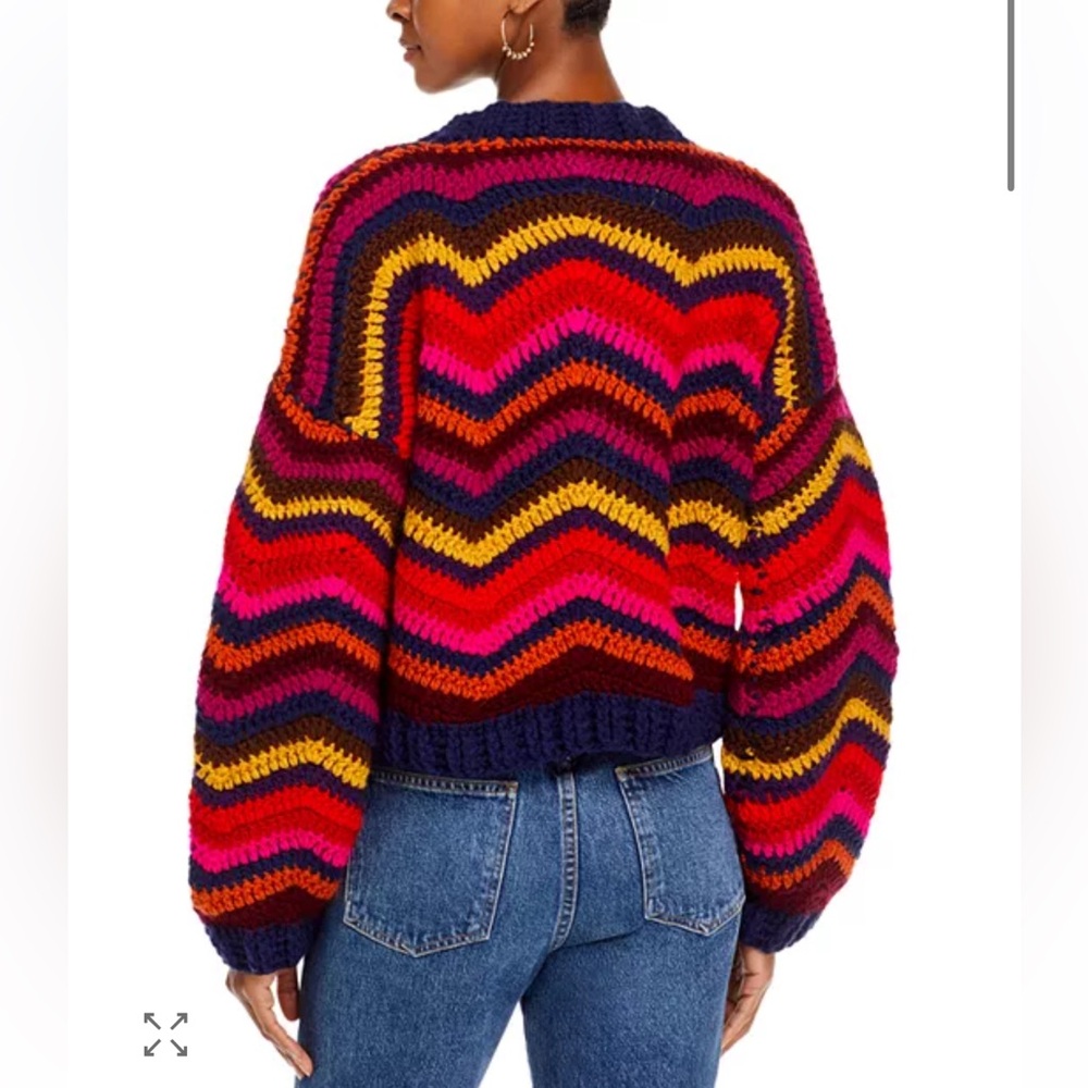 NWT FARM Rio Colorful Waves Crochet Sweater - Picture 4 of 15